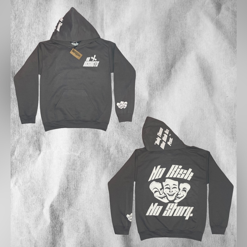 Charcoal grey puff print hoodie